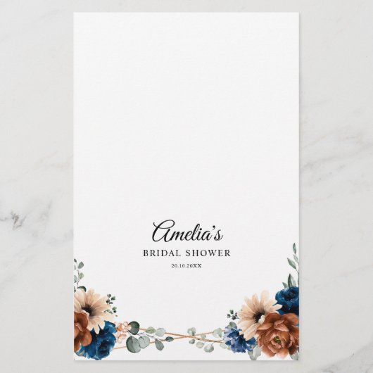 Terracotta Navy Brautparty Game Who is I (Rückseite)