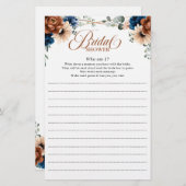 Terracotta Navy Brautparty Game Who is I (Vorne/Hinten)