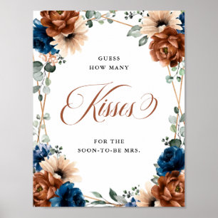 Terracotta Navy Brautparty Wie viele Kisses signie Poster