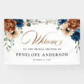 Terracotta Navy Geometric Brautparty Willkommen Banner (Horizontal)