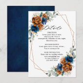 Terracotta Navy Geometric Wedding Details Begleitkarte (Vorne/Hinten)