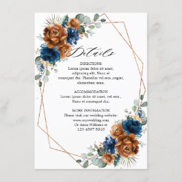 Terracotta Navy Geometric Wedding Details Begleitkarte