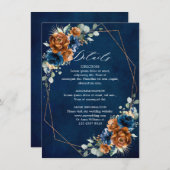 Terracotta Navy Geometric Wedding Details Enc Begleitkarte (Vorne/Hinten)