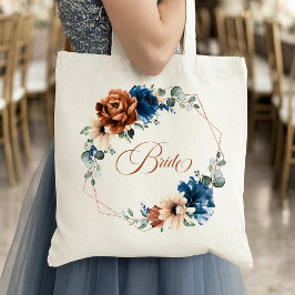 Terracotta Navy Greenery Geometric Wedding Bride Tragetasche