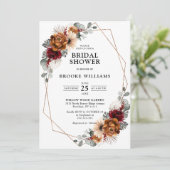 Terracotta Navy Greenery Geometrisches Brautparty Einladung (Stehend Vorderseite)