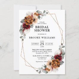 Terracotta Navy Greenery Geometrisches Brautparty Einladung