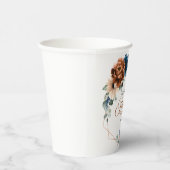 Terracotta Navy Greenery Geometrisches Brautparty Pappbecher (Rechts)