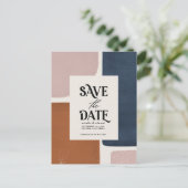 Terracotta navy moderne abstrakte typografie annou ankündigungspostkarte (Stehend Vorderseite)