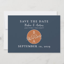 Terracotta Navy Monogram Wedding Save The Date