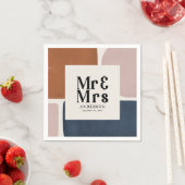 Terracotta navy Mr & Mrs. moderne malerische Hochz Serviette (Beispiel)