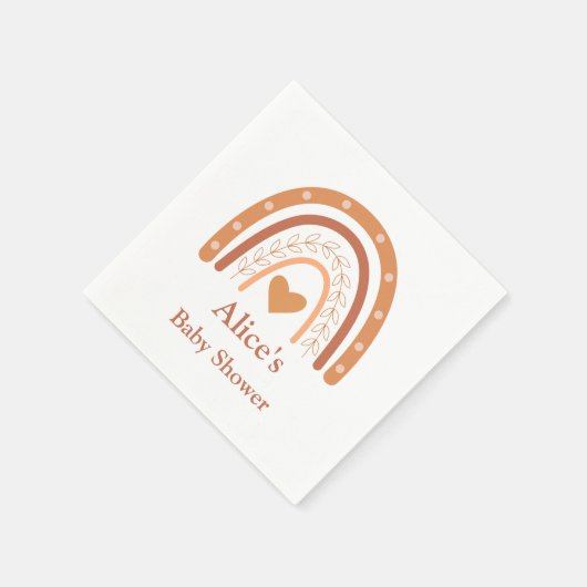 Terracotta Neutral boho Regenbogen Babydusche Serviette (Ecke)