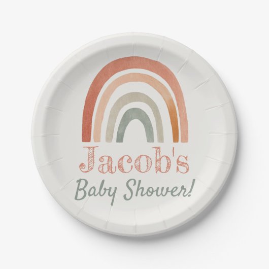 Terracotta-neutrale Regenbogenbrause Pappteller (Vorderseite)