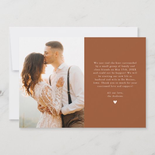 Terracotta Newlyweds Multi Foto Wedding Ankündigung (Rückseite)