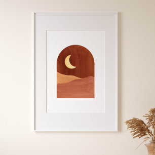 Terracotta night, abstrakte Landschaft Poster