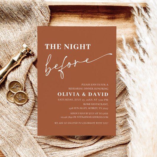 Terracotta Night Before Probe Dinner Einladung