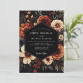 Terracotta Noir Bloom Wedding Einladung (Stehend Vorderseite)
