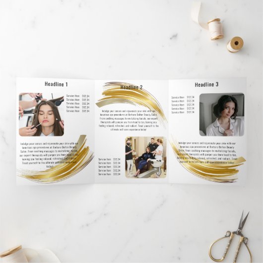 Terracotta Ocher Beige Gold Dreifach Gefaltete Karte (Innenseite)