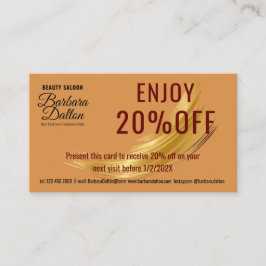 Terracotta Ocher Beige Gold. Geschäftszubehör Rabattkarte
