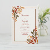 Terracotta Olive Branch Rustic Autumnal Border Einladung (Stehend Vorderseite)