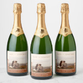 Terracotta Ombre | Boho Wedding Foto Wine Label Schaumweinetikett (Flaschen)