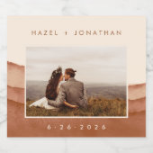 Terracotta Ombre | Boho Wedding Foto Wine Label Schaumweinetikett (Einzelnes Label)