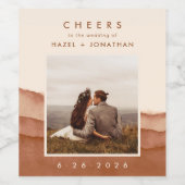 Terracotta Ombre | Boho Wedding Foto Wine Label Weinetikett (Einzelnes Label)