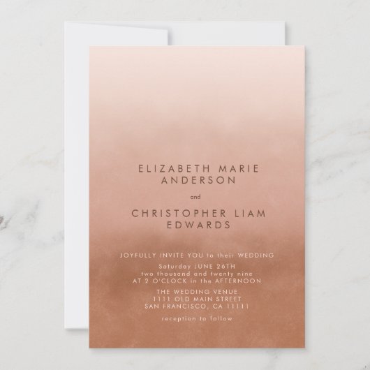 Terracotta Ombre Minimalistisch Boho Wedding Einladung (Vorderseite)