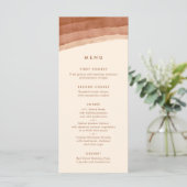 Terracotta Ombre | Minimalistisch Boho Wedding Menükarte (Stehend Vorderseite)