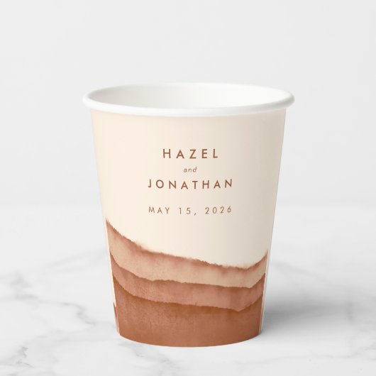 Terracotta Ombre | Minimalistisch Boho Wedding Pappbecher (Rückseite)