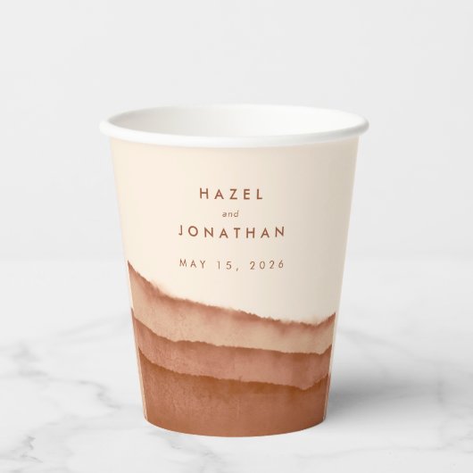 Terracotta Ombre | Minimalistisch Boho Wedding Pappbecher (Vorderseite)