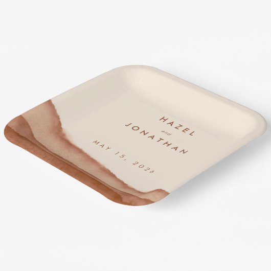 Terracotta Ombre | Minimalistisch Boho Wedding Pappteller (Gewinkelt)