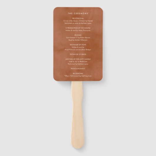 Terracotta Ombre | Minimalistisches Boho-Hochzeits Fächer (Rückseite)