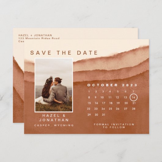 Terracotta Ombre | Save the Date UAWG Calendar Pos Postkarte (Vorne/Hinten)