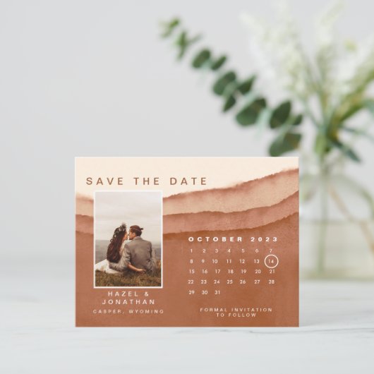 Terracotta Ombre | Save the Date UAWG Calendar Pos Postkarte (Stehend Vorderseite)