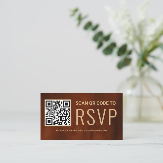 Terracotta Online QR Code UAWG Wedding Website Begleitkarte (Stehend Vorderseite)