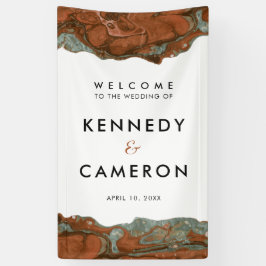 Terracotta Orange & Aquamarines Minimalistisches M Banner