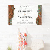 Terracotta Orange & Aquamarines Minimalistisches M Banner (Insitu)