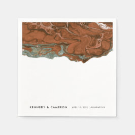 Terracotta Orange & Aquamarines Minimalistisches M Serviette