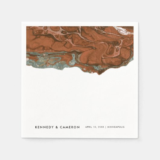 Terracotta Orange & Aquamarines Minimalistisches M Serviette (Vorderseite)