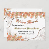 Terracotta Orange Blätter Rusty Foil Moving Addres Postkarte (Vorne/Hinten)