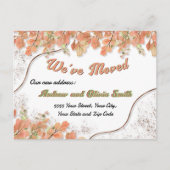 Terracotta Orange Blätter Rusty Foil Moving Addres Postkarte (Vorderseite)