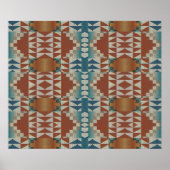 Terracotta Orange Brown Aquamarin Blue Mosaik Poster (Vorne)