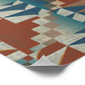 Terracotta Orange Brown Aquamarin Blue Mosaik Poster (Ecke)