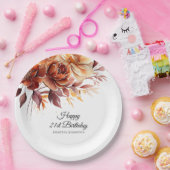 Terracotta Orange Fall Blume 21. Geburtstag Pappteller (Party)