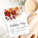 Terracotta Orange Fall Blume 30. Geburtstag Einladung<br><div class="desc">Elegante Terracotta-orange Aquarellfarben schaffen eine feine Blumenstruktur,  die sich über die gesamte Geburtstagseinladung erstreckt. Ein einfaches Skript verleiht ihm ein modernes Ambiente.</div>