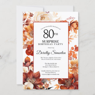 Terracotta Orange Fall Blume 80. Geburtstag Einladung