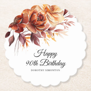 Terracotta Orange Fall Blume 90. Geburtstag Untersetzer