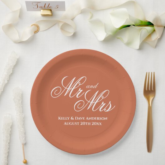 Terracotta orange Hochzeitsplatte Pappteller (Hochzeit)