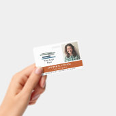 Terracotta Orange Logo & Foto Mitarbeiter ID Ausweis (Handheld)