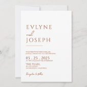 Terracotta Orange Minimalistisch Boho Rust Wedding Einladung (Vorderseite)